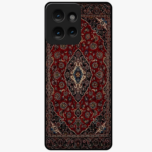 Heritage Carpet Royale Glass Case showing flat back view with ornate Persian carpet inspired pattern and glossy glass finish.
