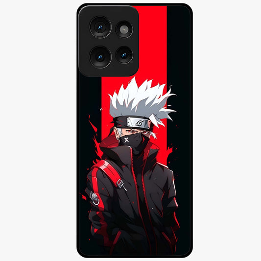 Kakashi Scarlet Shadow Glass Case showing flat back view with powerful anime ninja artwork and glossy glass finish.