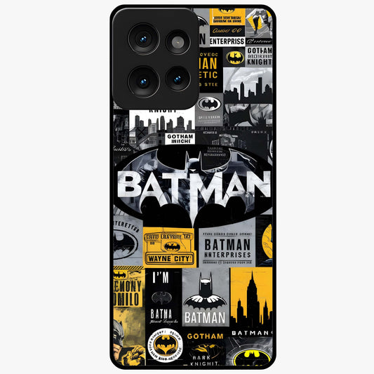 Knight Gotham Rise Glass Case showing flat back view with dark hero inspired artwork and glossy glass finish.