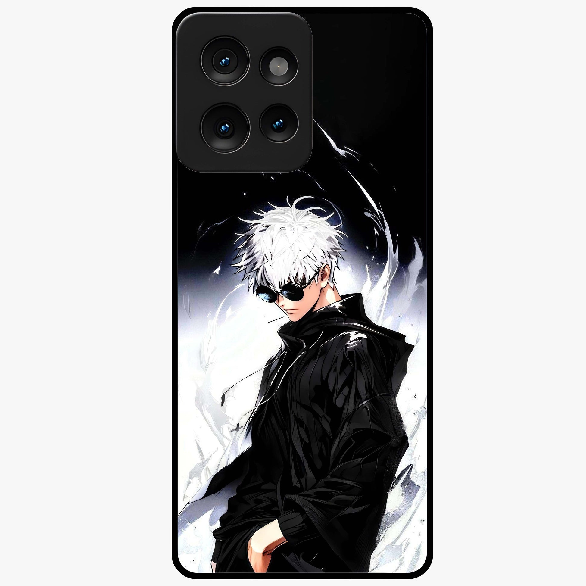 Limitless Shadow King Glass Case showing flat back view with powerful shadow warrior artwork and glossy glass finish.