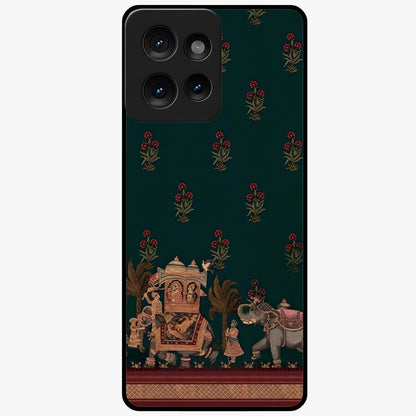 Macmerise Glass Case showing flat back view with stylish modern artwork and glossy glass finish.