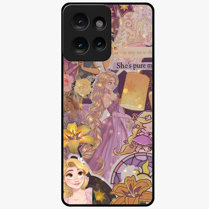 Magical Tangled Dream Glass Case showing flat back view with dreamy tangled artwork and glossy glass finish.