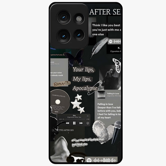 Midnight Love Echo Glass Case showing flat back view with romantic midnight themed artwork and glossy glass finish.