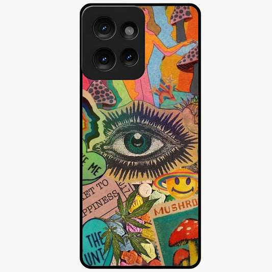 Mystic Eye Wonderland Glass Case showing flat back view with mystical eye themed artwork and glossy glass finish.