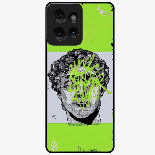 Neo Graffiti Rebellion Glass Case showing flat back view with vibrant graffiti artwork and glossy glass finish.