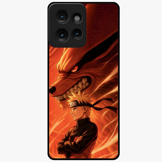 Nine Tails Legacy Glass Case showing flat back view with powerful nine-tailed fox inspired artwork and glossy glass finish.