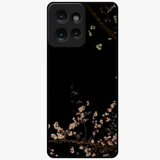 Petal Moon Light With Custom Name Glass Case showing flat back view with floral moonlight artwork and personalized name design.