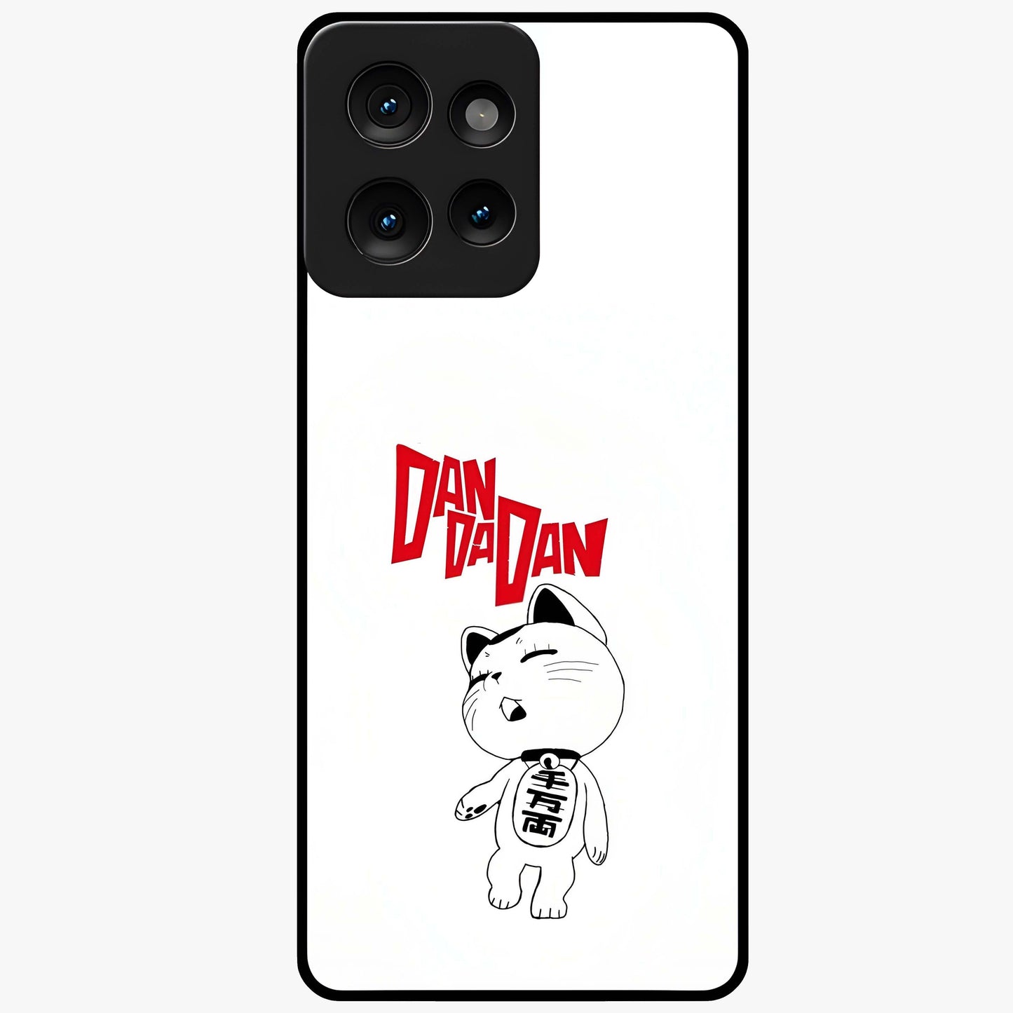 Playful Spirit Charm Glass Case showing flat back view with cheerful charm themed artwork and glossy glass finish.