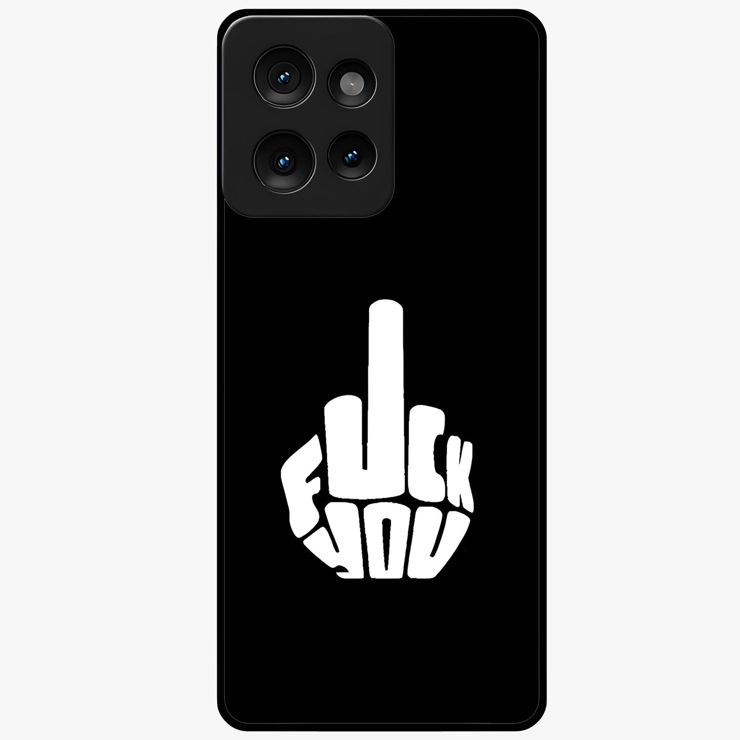 Rebel Mode On Glass Case showing flat back view with bold rebellious typography artwork and glossy glass finish.