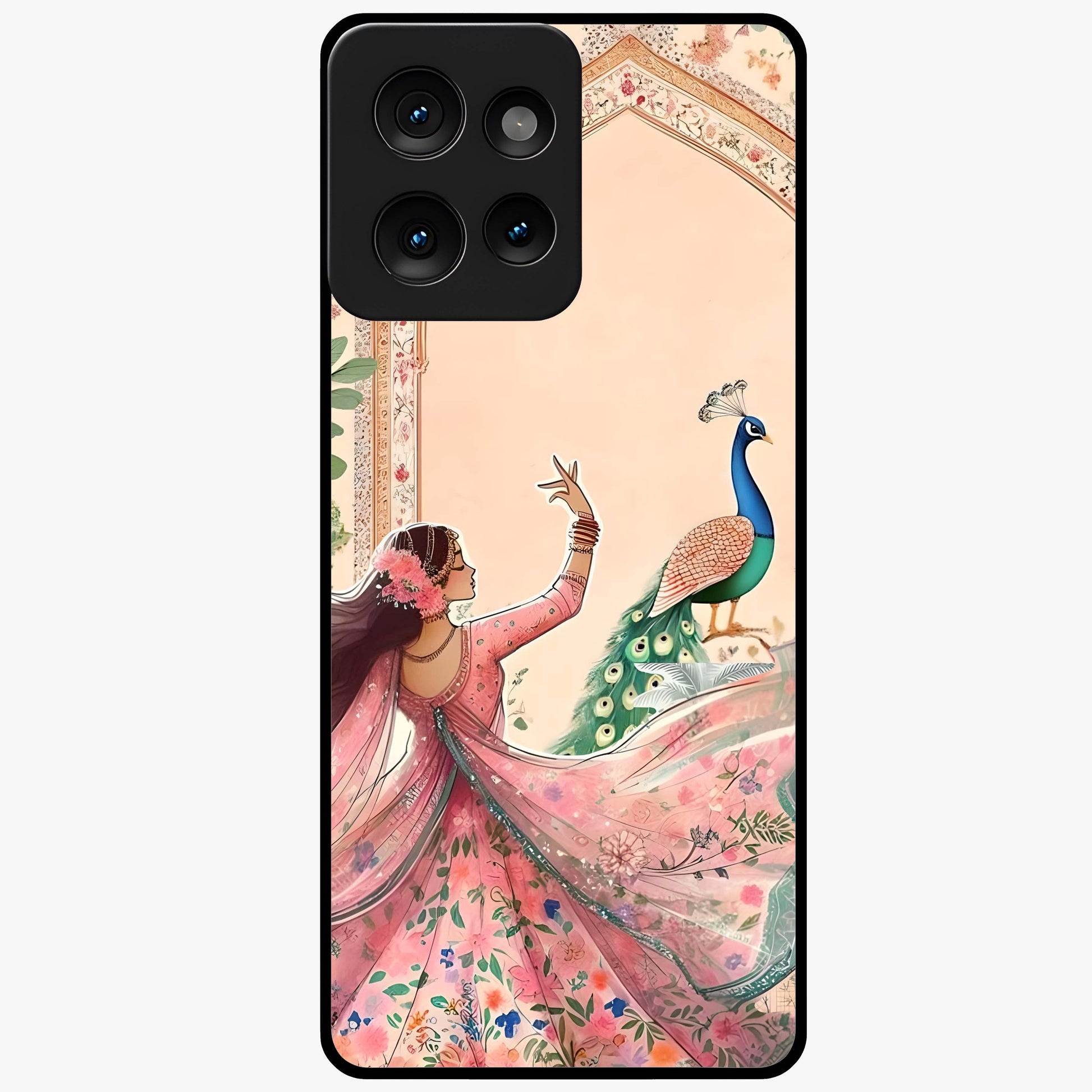Royal Grace Muse Glass Case showing flat back view with elegant artistic artwork and glossy glass finish.