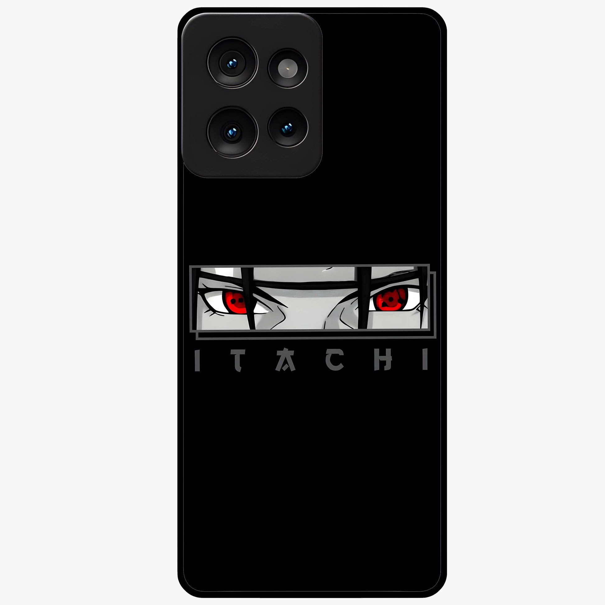 Scarlet Gaze Dominance Glass Case showing flat back view with striking red themed artwork and glossy glass finish.