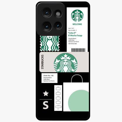 Starbucks Mocha Glass Case showing flat back view with coffee inspired artwork and glossy glass finish.