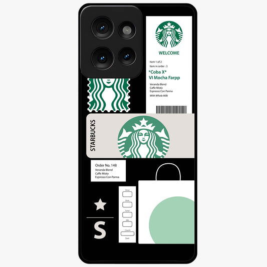 Starbucks Mocha Glass Case showing flat back view with coffee inspired artwork and glossy glass finish.