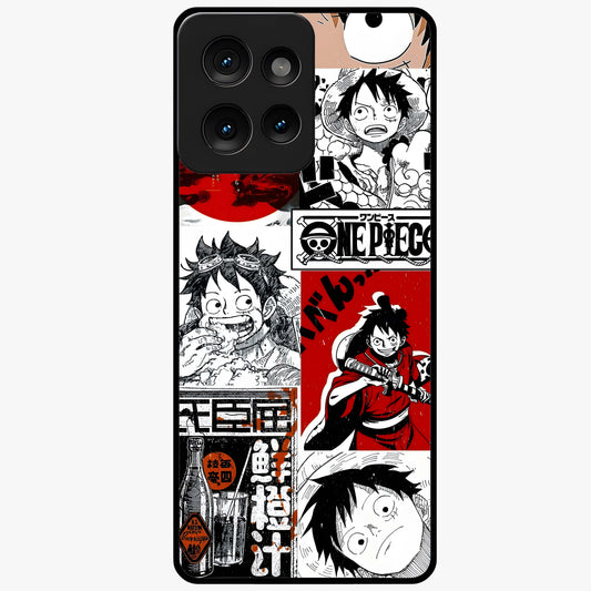 Strawhat Chaos Panels Glass Case showing flat back view with anime inspired chaos panel artwork and glossy glass finish.