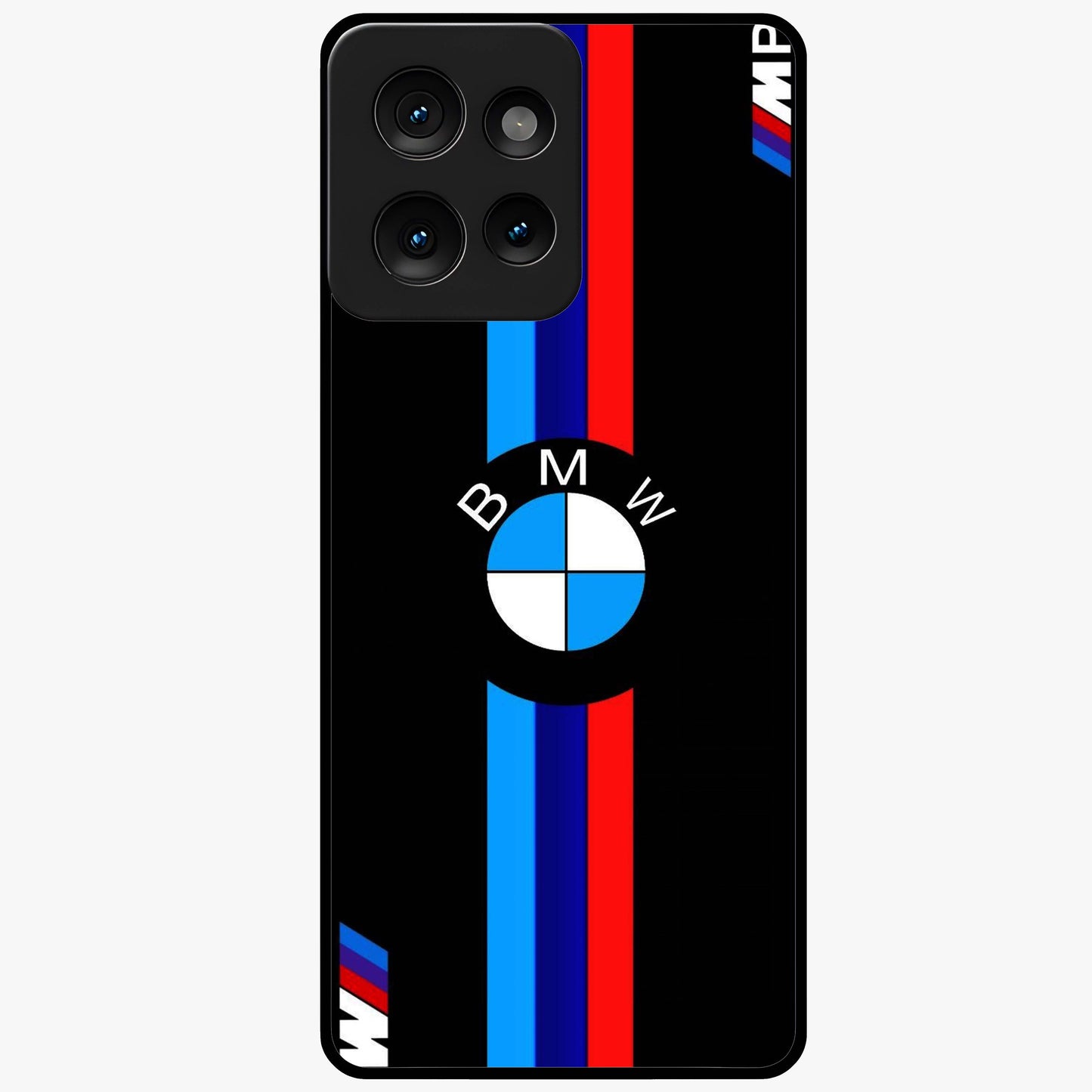 Turbo BMW Beast Glass Case showing flat back view with high performance sports car artwork and glossy glass finish.