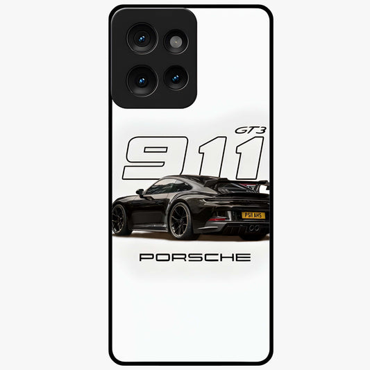 Turbo Legacy Icon Glass Case showing flat back view with iconic sports car inspired artwork and glossy glass finish.