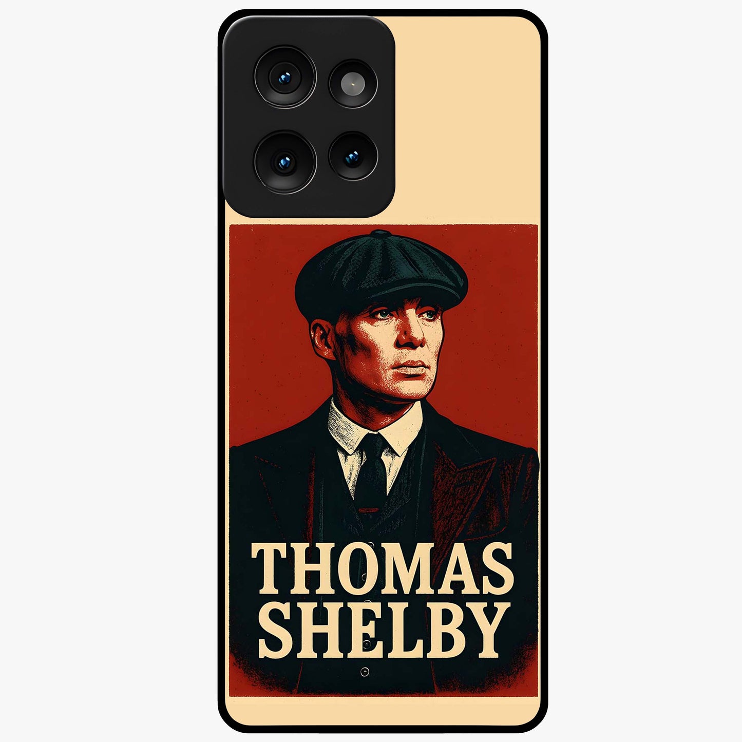 Vintage Mafia Authority Glass Case showing flat back view with bold vintage mafia inspired artwork and glossy glass finish.