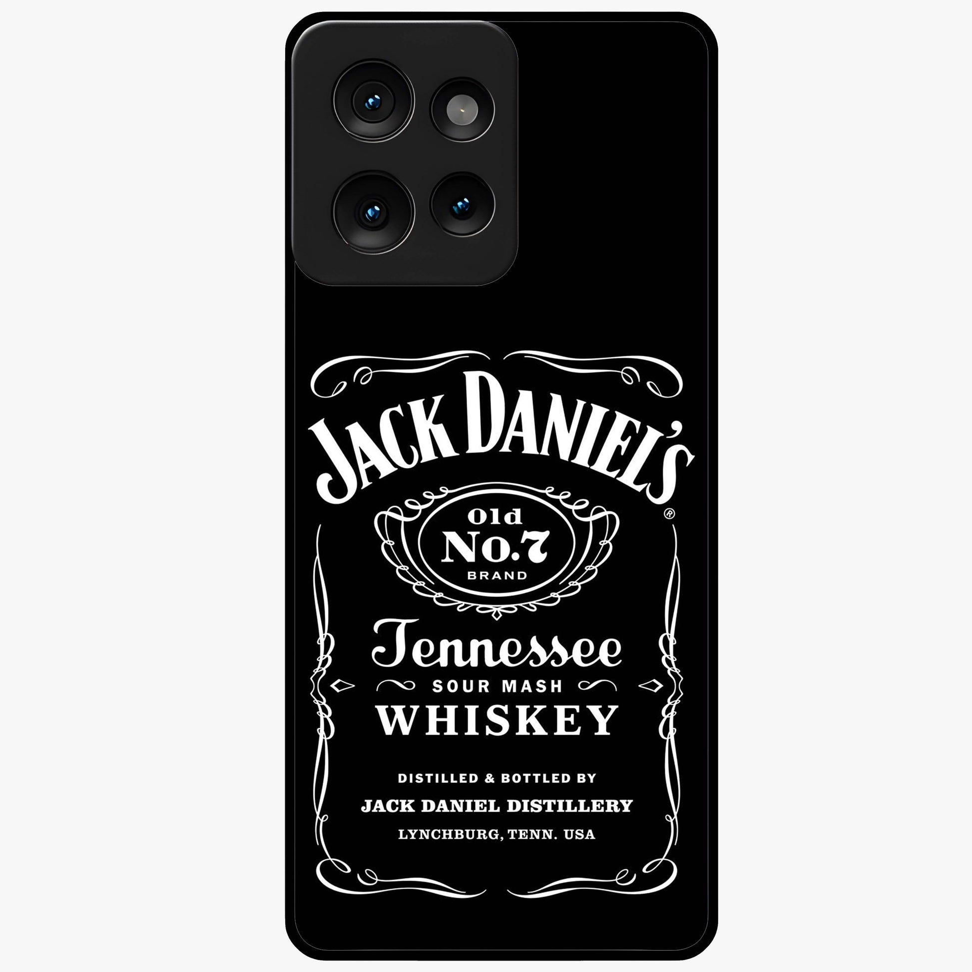 Vintage Whiskey Heritage Glass Case showing flat back view with classic whiskey inspired artwork and glossy glass finish.