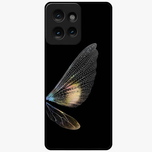 Whispers Of Wings Glass Case showing flat back view with graceful wing inspired artwork and glossy glass finish.