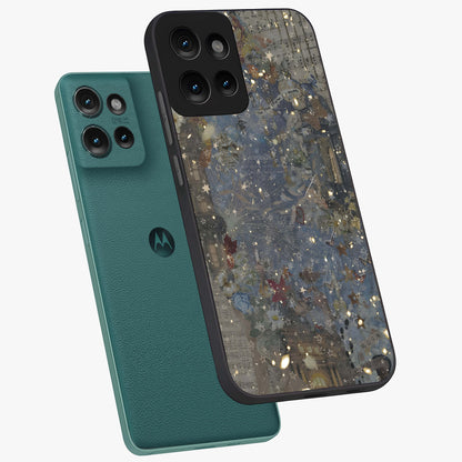 Aesthetic Astrolophia Glass Case displayed in angled mockup highlighting artistic aesthetic elements and smooth glass surface.