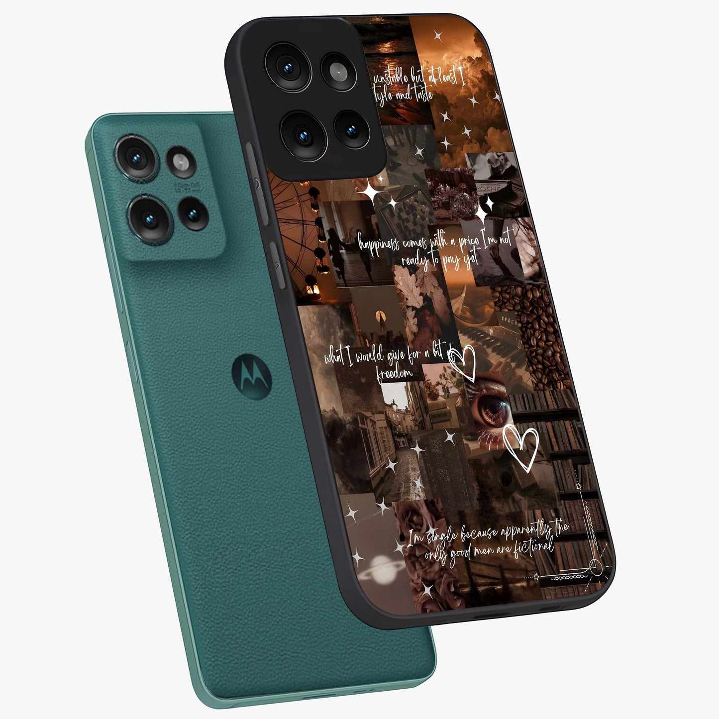 Bittersweet Aesthetic Chaos Glass Case displayed in angled mockup highlighting expressive abstract artwork and edgy aesthetic theme.