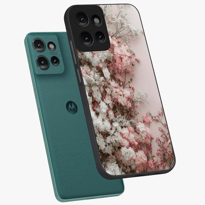 Blush Blossom Cloud Glass Case displayed in angled mockup highlighting soft cloud and blossom design with pastel aesthetic.