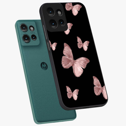Butterfly Pattern Glass Case displayed in angled mockup highlighting delicate butterfly design and aesthetic pattern style.