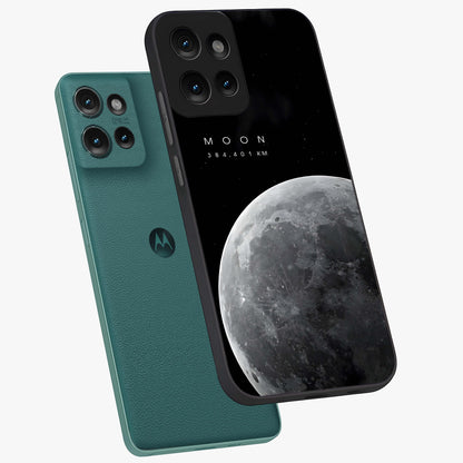 Cosmic Moon Glow Glass Case displayed in angled mockup highlighting celestial moon design with cosmic aesthetic theme.
