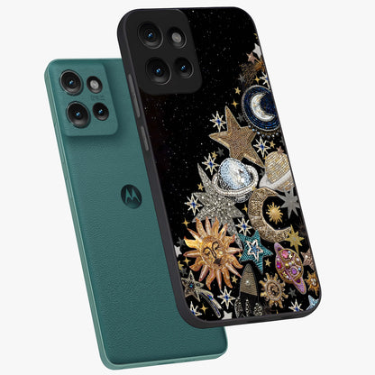 Cosmic Sparkle Dreams Glass Case displayed in angled mockup highlighting dreamy star sparkle design with celestial aesthetic.