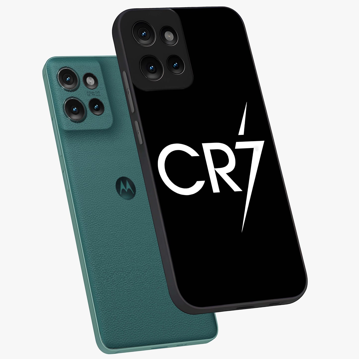 Cr7 Elite Strike Glass Case displayed in angled mockup highlighting powerful sports graphic with bold athletic theme.