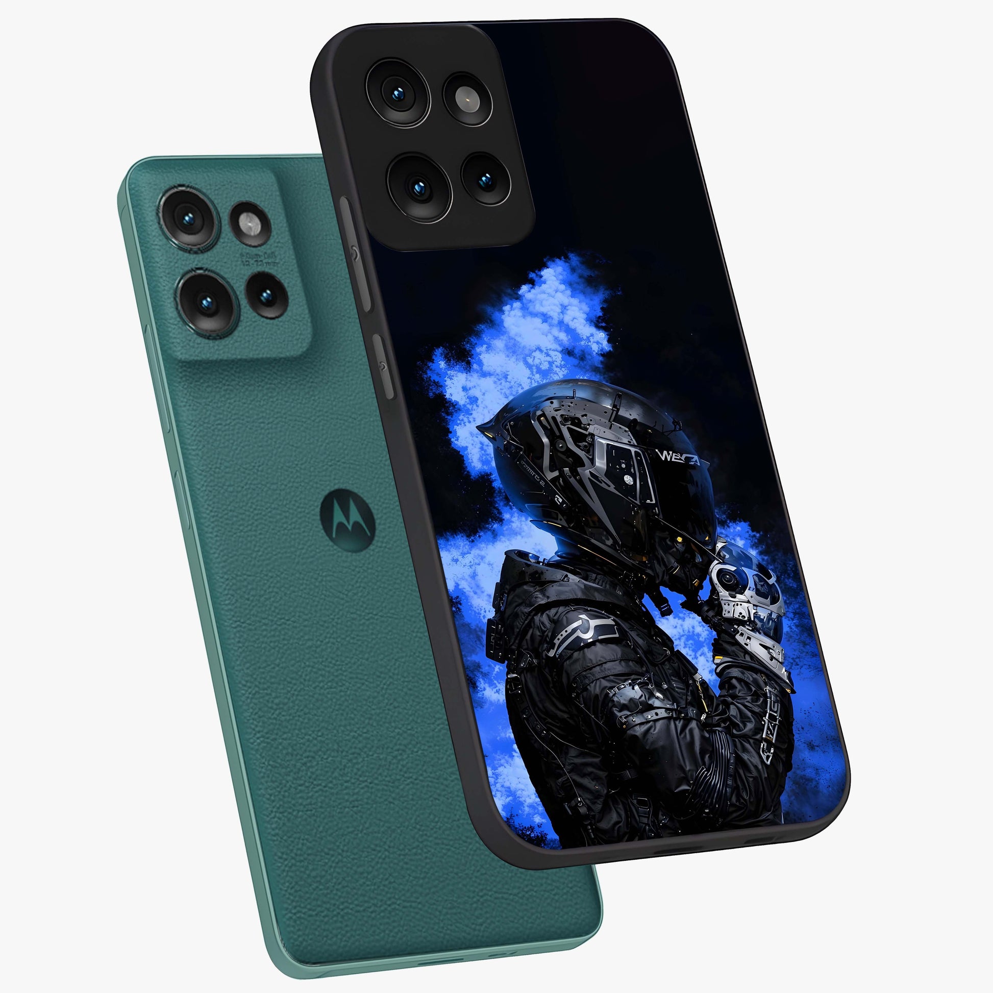 Cyber Sentinel Protocol Glass Case displayed in angled mockup highlighting digital cyber design with sci-fi aesthetic style.
