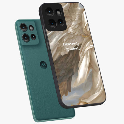 Divine Winged Grace Glass Case displayed in angled mockup highlighting graceful wing design with divine aesthetic style.