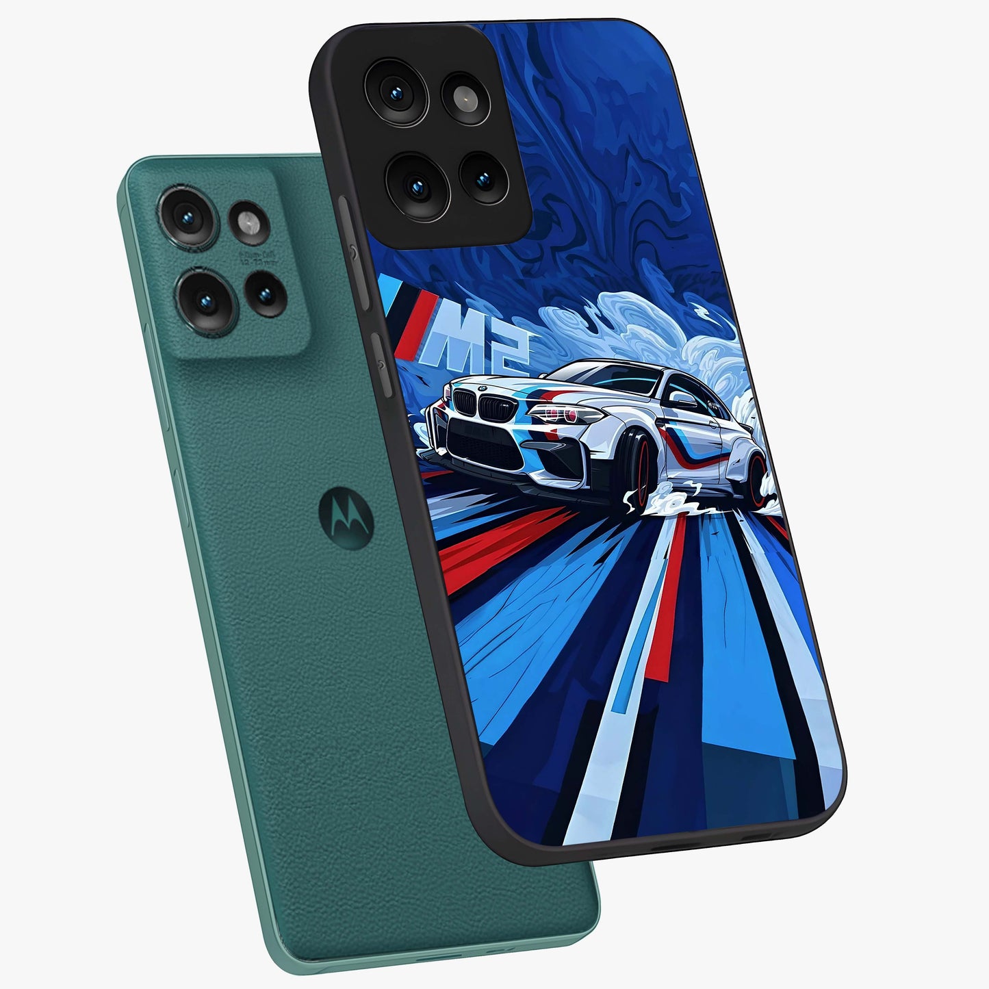Drift Power Rush Glass Case displayed in angled mockup highlighting powerful drift car design with sporty aesthetic style.