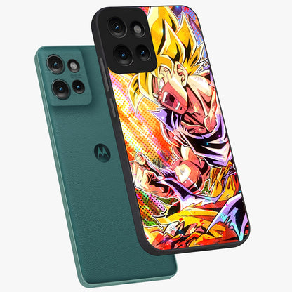 Firing Goku Glass Case displayed in angled mockup highlighting dynamic anime character design with action aesthetic.