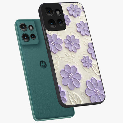 Floral Wall Art With Purple Flowers Glass Case displayed in angled mockup highlighting vibrant purple floral illustration with artistic aesthetic.