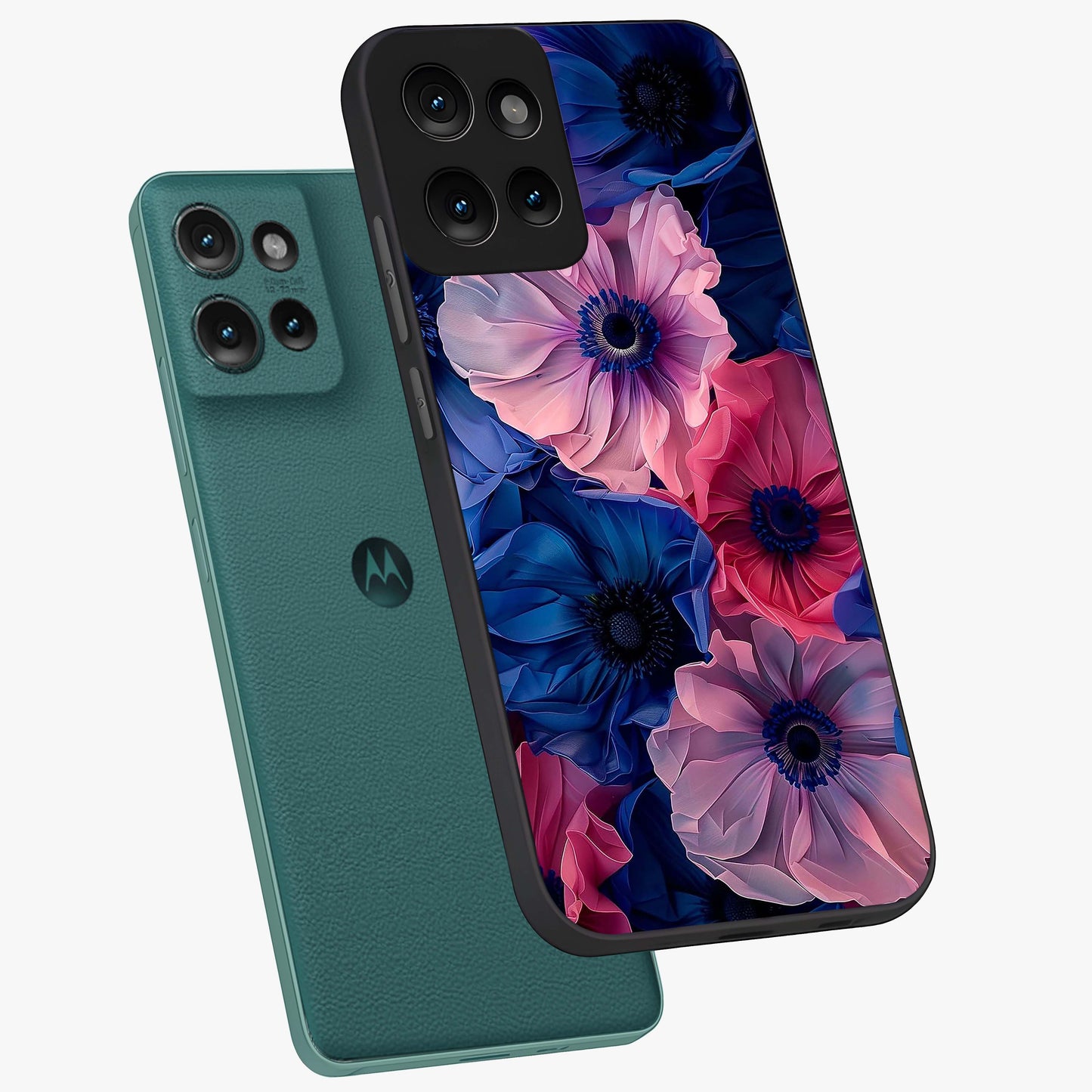 Flower Paper Art Pattern Glass Case displayed in angled mockup highlighting layered paper flower design with artistic aesthetic.