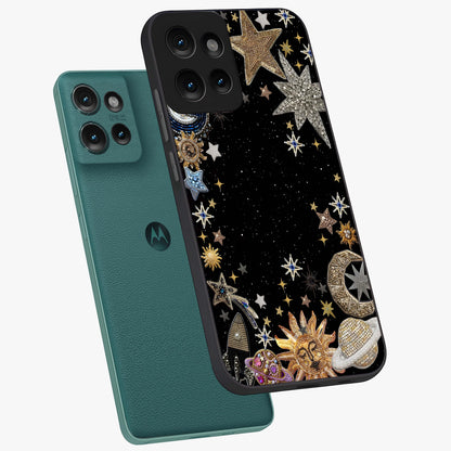 Galactic Jewel Stars Glass Case displayed in angled mockup highlighting shining celestial star design with cosmic aesthetic style.