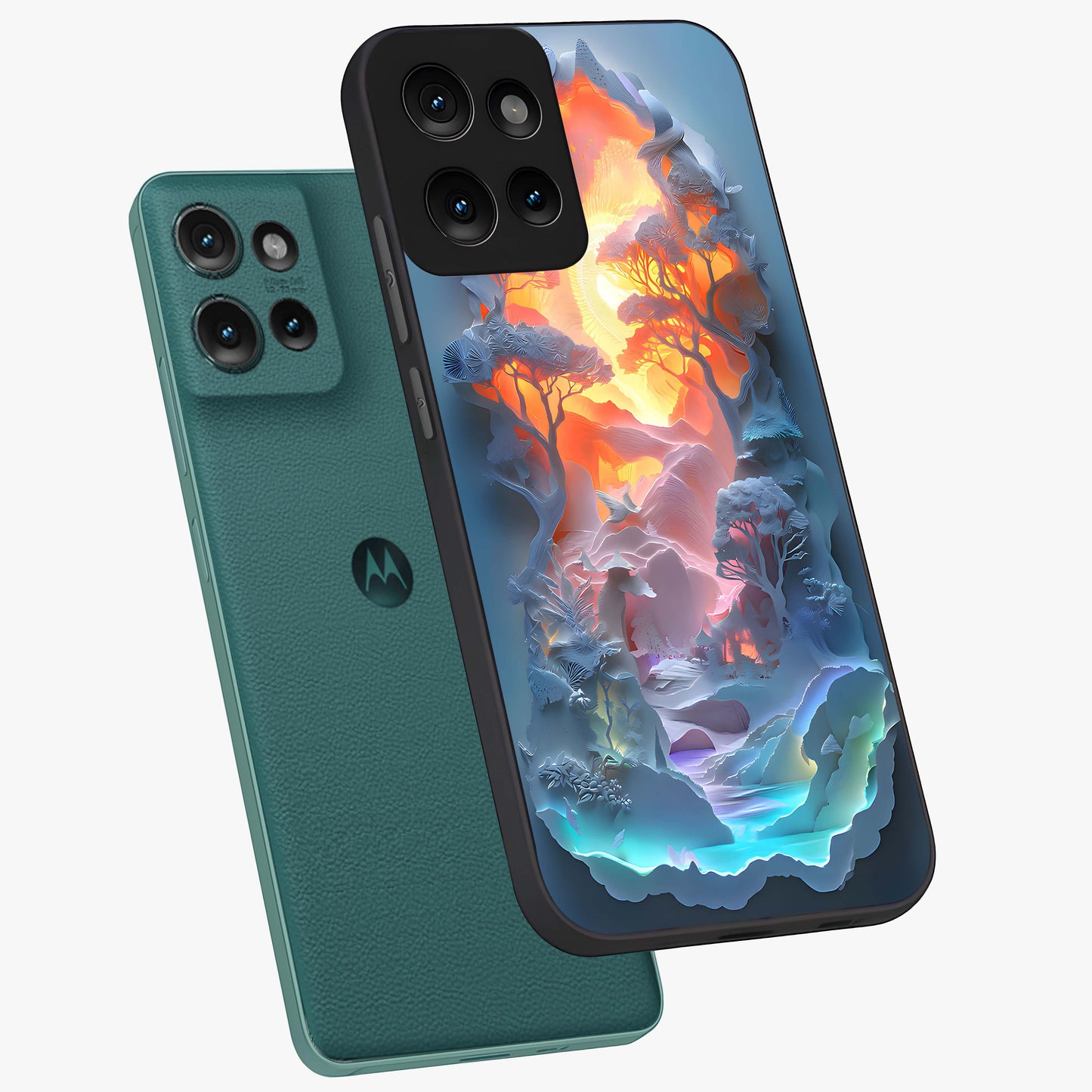 Glow Forest Portal Glass Case displayed in angled mockup highlighting mystical forest design with magical glowing aesthetic.