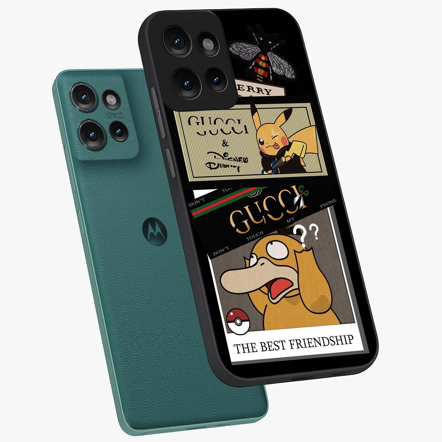 Gucci Play Mashup Glass Case displayed in angled mockup highlighting stylish fashion mashup design with bold aesthetic.