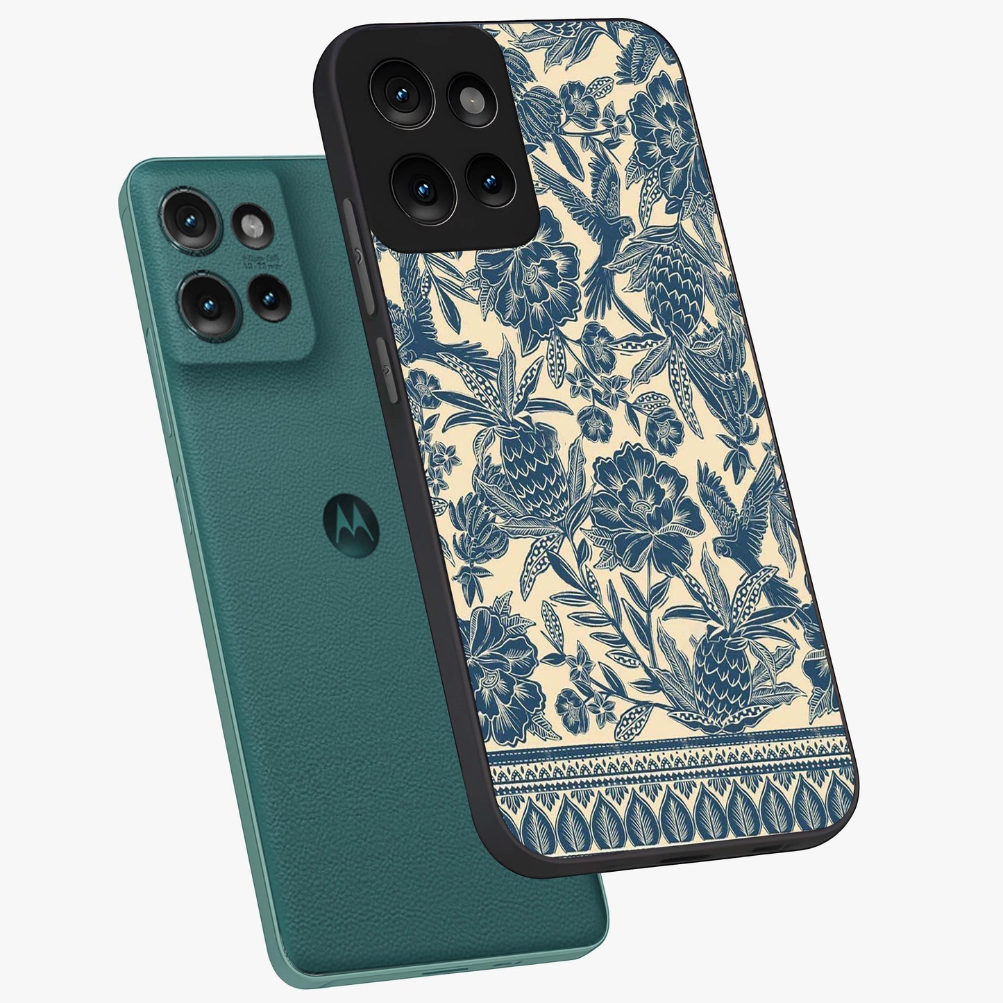 Heirloom Wild Bloom Glass Case displayed in angled mockup highlighting botanical bloom design with classic aesthetic style.