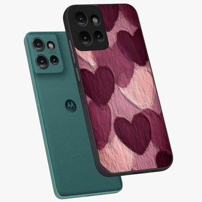 Layered Paper Hearts Glass Case displayed in angled mockup highlighting creative paper craft heart design with romantic aesthetic.