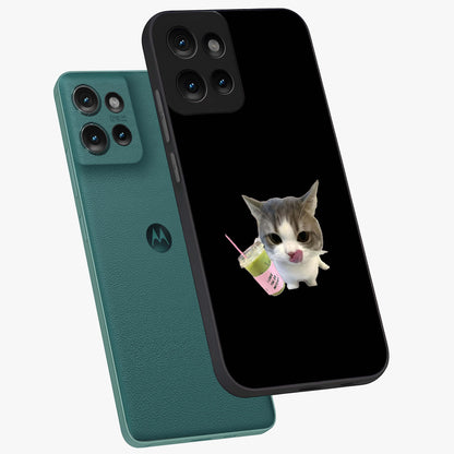 Matcha Cat Style Glass Case displayed in angled mockup highlighting playful feline design with pastel matcha aesthetic.