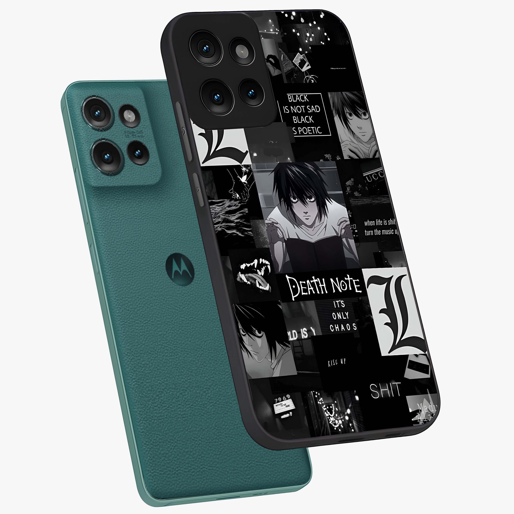 Midnight Chaos Mind Glass Case displayed in angled mockup highlighting chaotic artistic design with dramatic midnight aesthetic.
