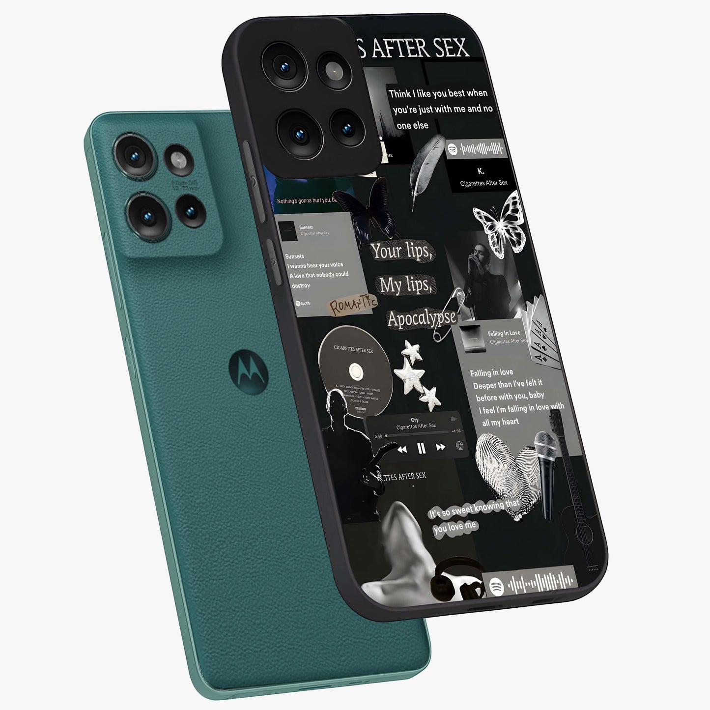 Midnight Love Echo Glass Case displayed in angled mockup highlighting elegant love inspired design with deep aesthetic style.