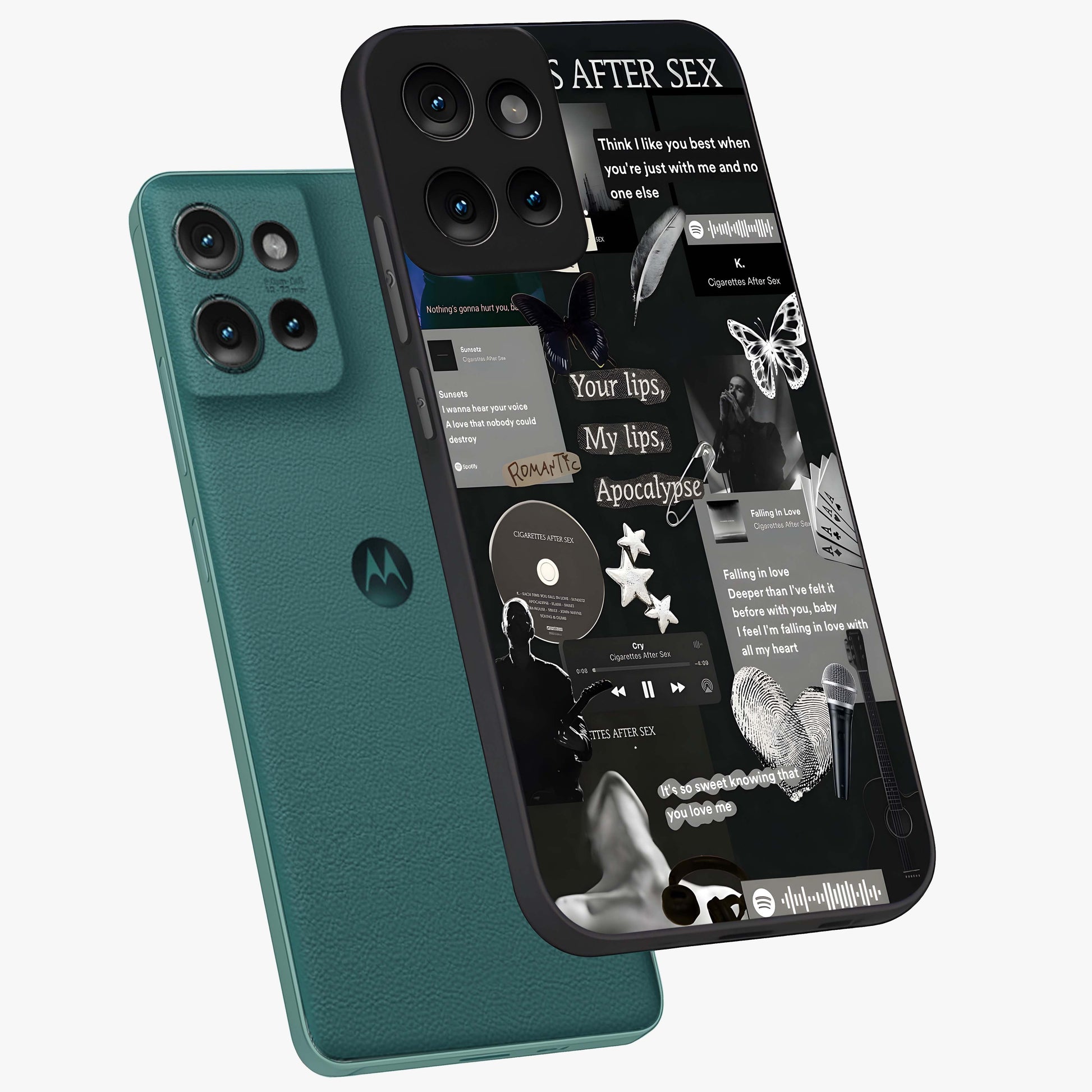 Midnight Love Echo Glass Case displayed in angled mockup highlighting elegant love inspired design with deep aesthetic style.