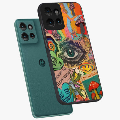 Mystic Eye Wonderland Glass Case displayed in angled mockup highlighting magical eye illustration with dreamy aesthetic.