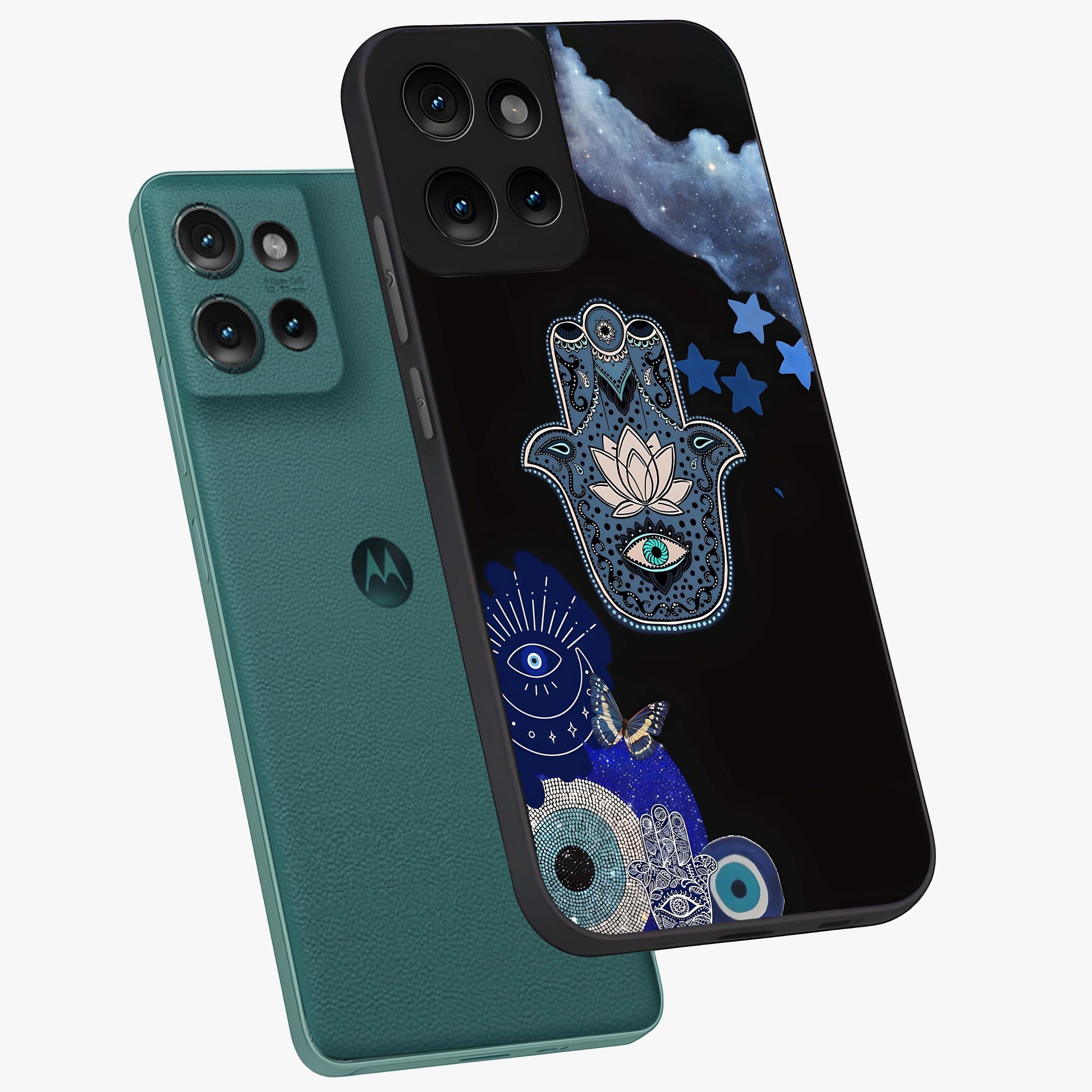 Mystic Hand Aura Glass Case displayed in angled mockup highlighting magical aura design with spiritual aesthetic style.