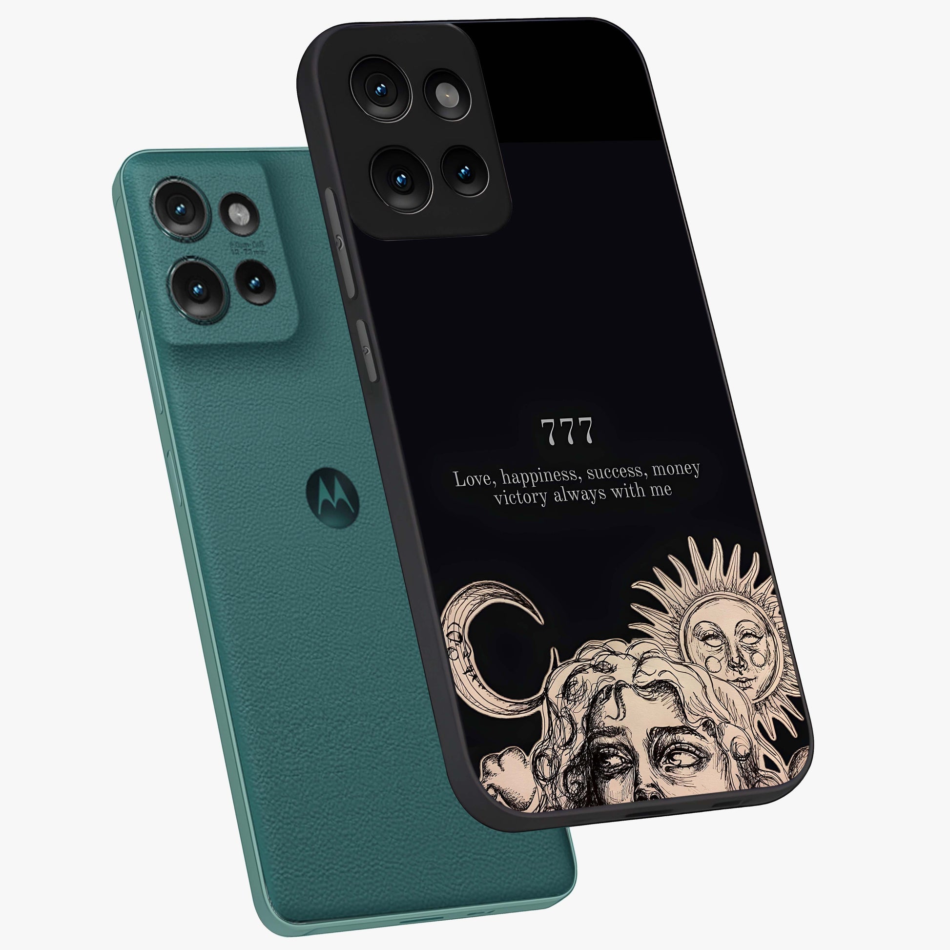 Mystic Victory Aura Glass Case displayed in angled mockup highlighting energetic aura design with bold mystical aesthetic.