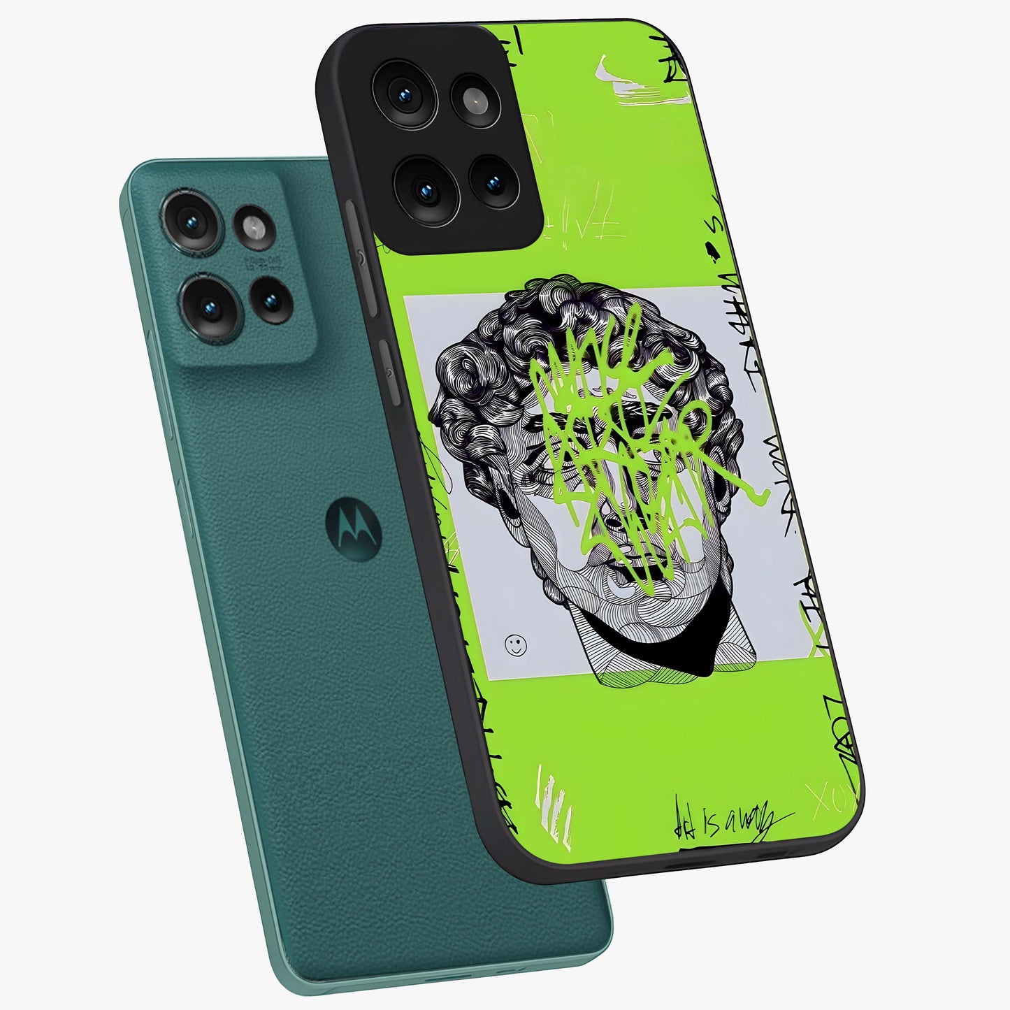 Neo Graffiti Rebellion Glass Case displayed in angled mockup highlighting urban street art design with rebellious aesthetic.