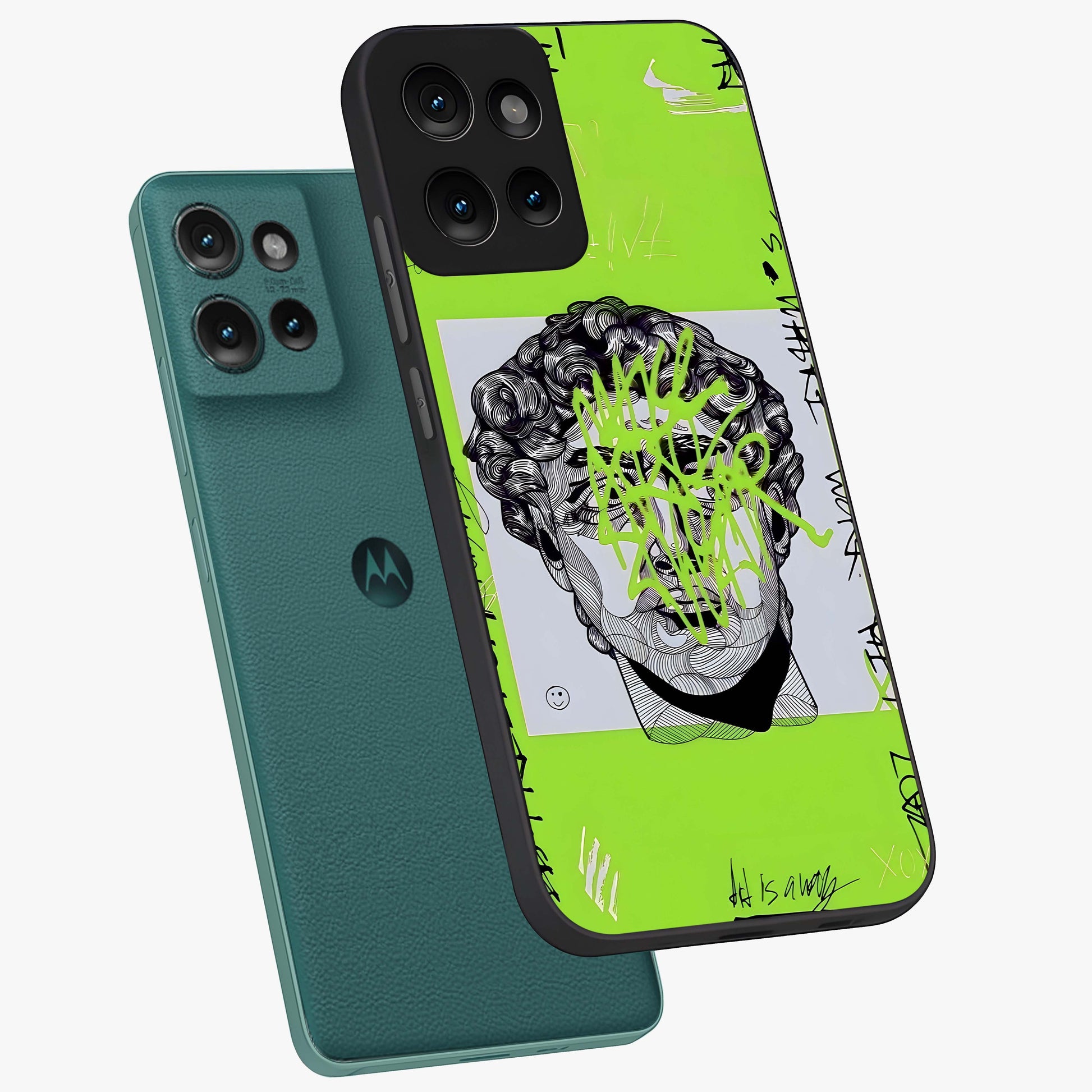 Neo Graffiti Rebellion Glass Case displayed in angled mockup highlighting urban street art design with rebellious aesthetic.